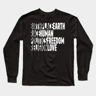 Earth Human Freedom Love' Political Long Sleeve T-Shirt